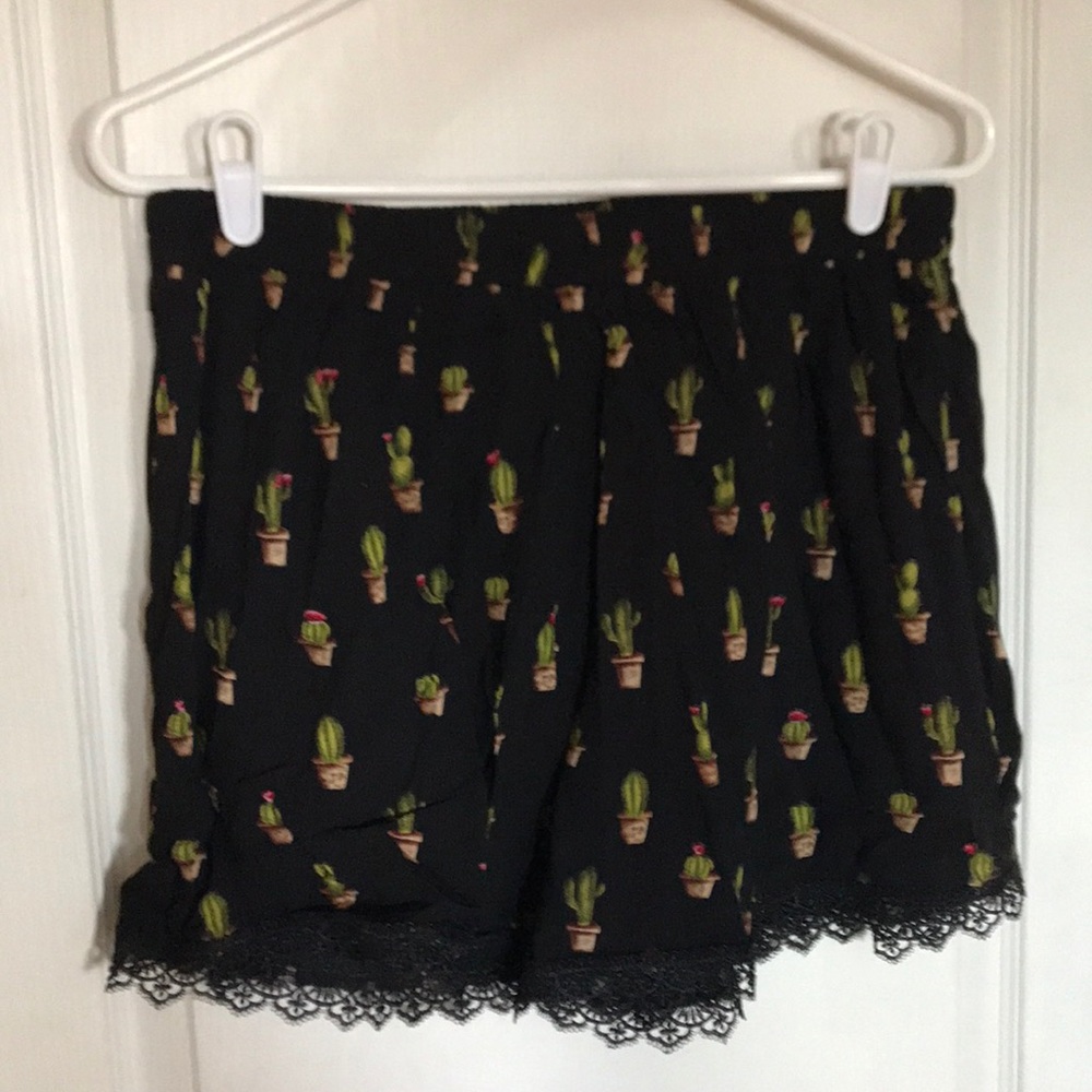 Cactus print fabric shorts